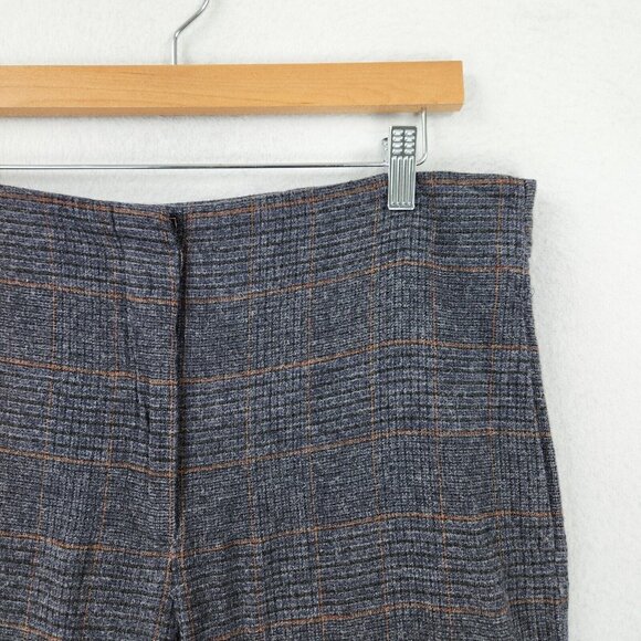 Massimo Dutti Pants Womens 10 Gray Blue Plaid Wool Blend Straight Leg Trousers - Picture 2 of 16